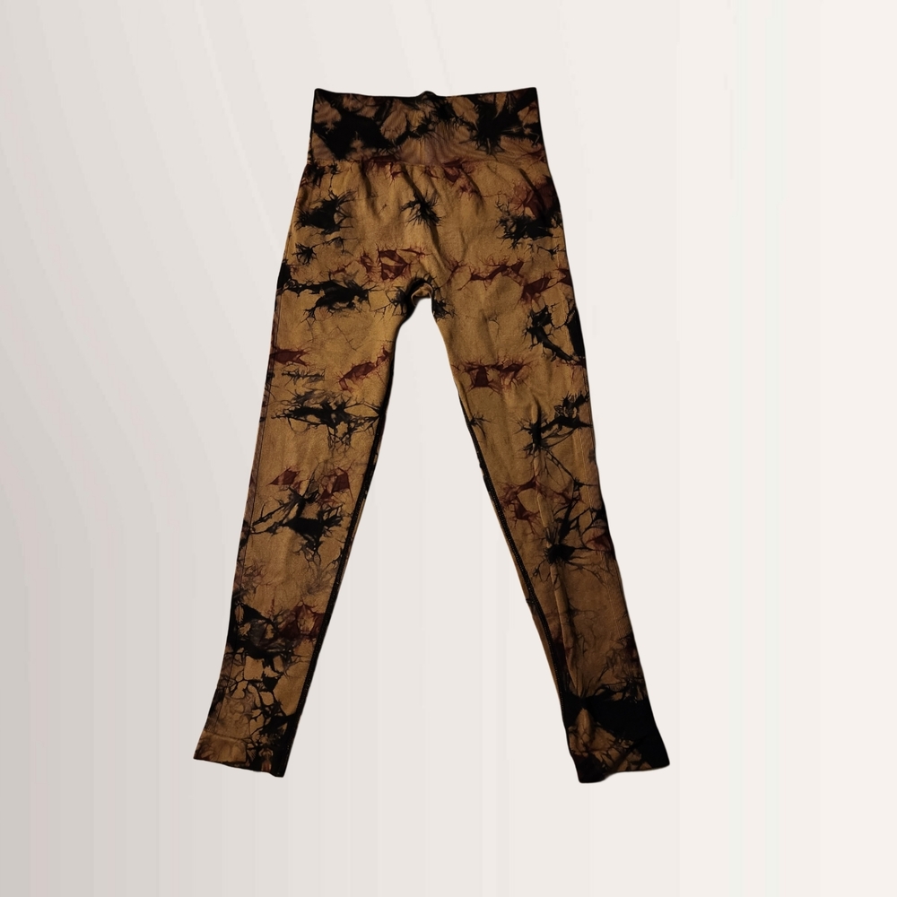 Black and Tan Abstract Pattern Leggings